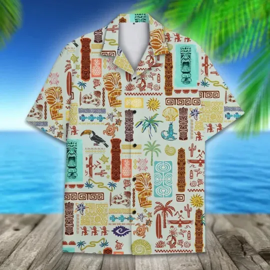 Discover Tiki Tribal Hawaiian Shirt Men Women Aloha Beach Summer Vacation