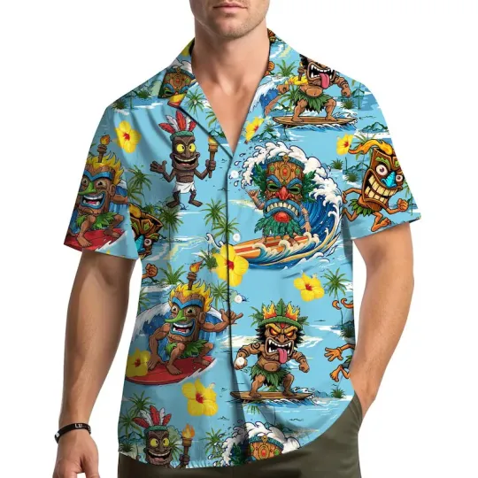 Discover Hawaiian Tiki Surfing Shirt for Men and Women, Aloha Beach Vacation Summer