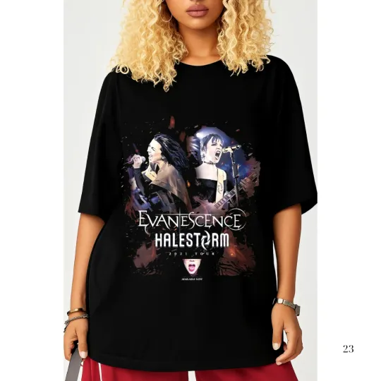 Evanescence Halestorm Tour T-Shirt Rock Band Graphic Tee