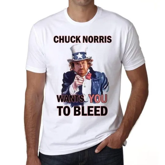 Chuck Norris Wants You To Bleed Shirt Funny Graphic Men's Tee