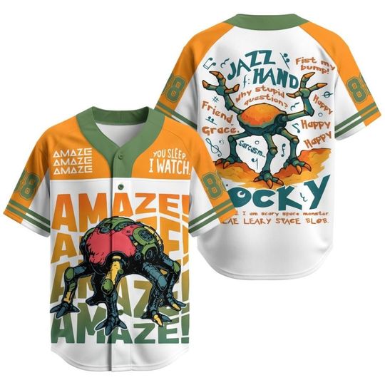 Discover Project Hail Mary Rocky Amaze Baseball Jersey, Jazz Hands You Sleep I Watch Shirt, Andy Weir Sci-Fi Book Fan Gift, Alien Rocky Graphic