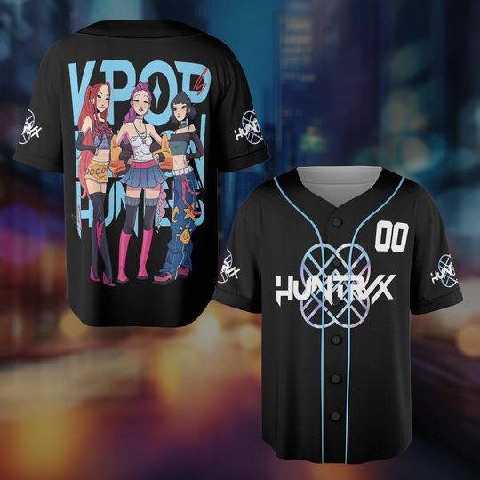 Discover Huntrix Kpop Anime Baseball Jersey Kawaii Girl Group Cartoon Jersey