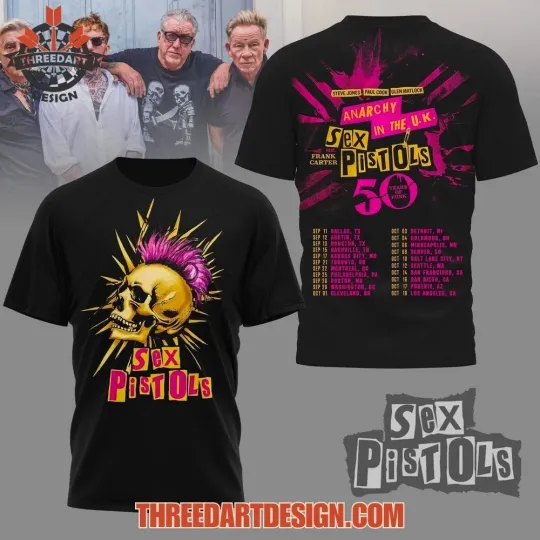 Discover sx Pistols 50 Years Of Punk Tour 3D T-Shirt