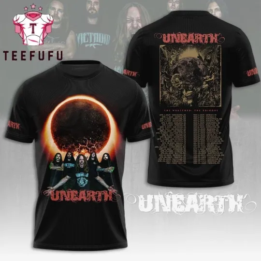 Discover Unearth Music Band Tour 2026 3D AOP Shirt