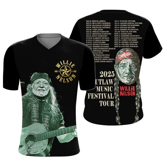 Willieeeee Nelson 2025 Outlaw Music Festival Tour 3D T-Shirt Good Price New