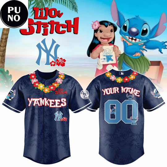 New York Yankees x Lilo & Stitch 2026 Personalized Baseball Jersey