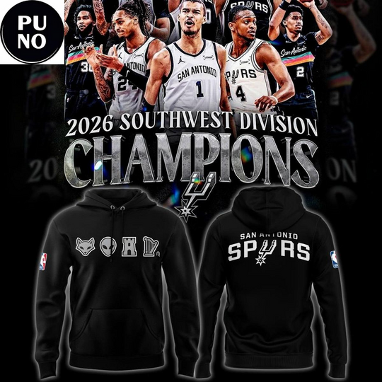 San Antonio Spurs 2026 Southwest Division Champions Big 4 Icons Hoodie