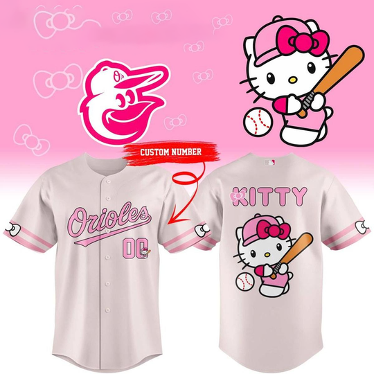 Baltimore Orioles x Hello Kitty Night 2026 Personalized Baseball Jersey