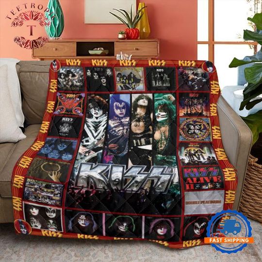 KISS Band Rock & Roll Quilt, Gift for Fan