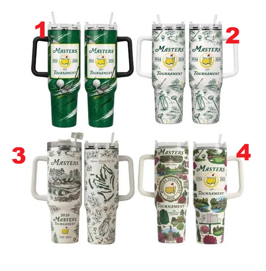 Discover Masters Tournament 40oz Tumbler With Handle, Golf Lover Travel Mug, Insulated Golf Cup With Straw, Leak-Proof and Stylish for Everyday Use