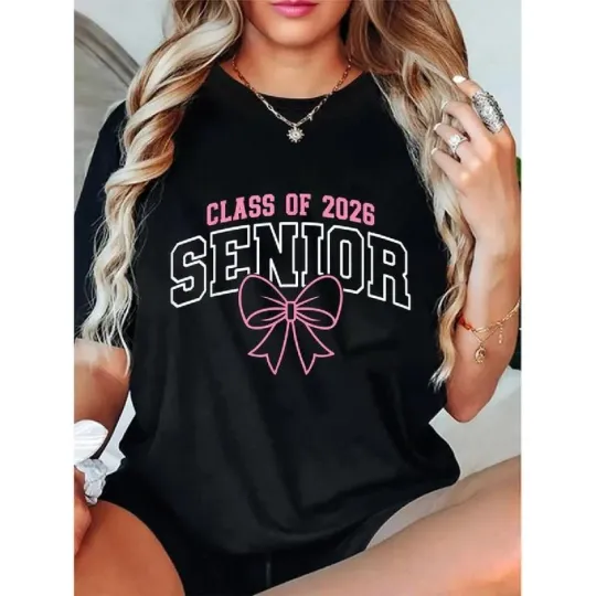 Discover Unisex Cotton Graduation T-Shirt 2026 Class of 2026 Pink Bow