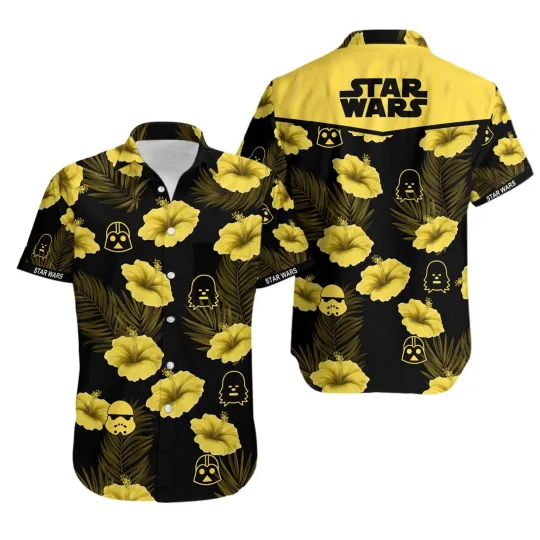 Discover Disney Star Wars Summer Stormtrooper Darth Vader Hibiscus Aloha Hawaiian Shirt