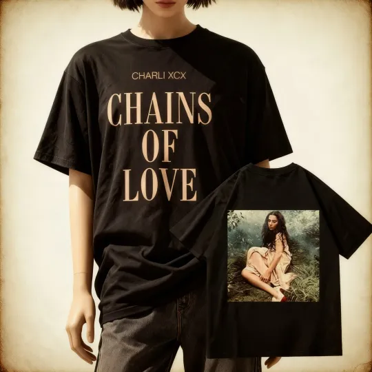 Discover Vintage Charli XCX Chains of Love Tour 2026 Double Sided T-Shirt