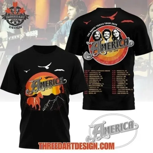 Discover America The Happy Trails Tour 2026 3D T-Shirt S-5XL