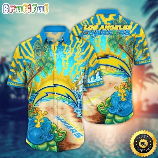 Discover Los Angeles Chargers Flower Football Fans Hawaiian Shirt, Gift For football Fans