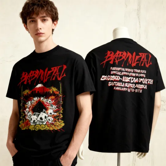 Discover Babymetal Rock Tour 2026 short sleeve black color 2 side Shirt