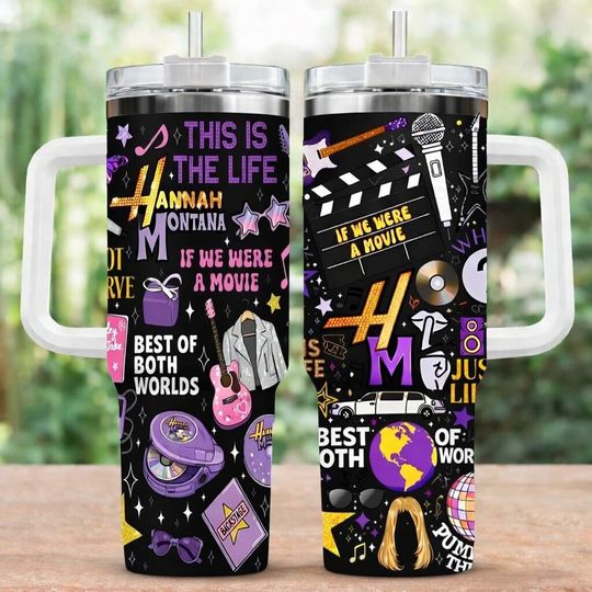 Disney Hannah Montana Tumbler 40 oz, Hannah Montana 20Th Anniversary Tumbler, Disney Channel Pop Star Tumbler, Disney Channel Cup Gift