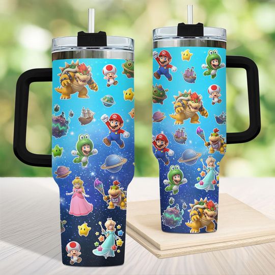 Discover Super Mario Galaxy Movie 40oz Tumbler, Mario Yoshi Travel Mug, Nintendo Cup Gamer Gift, Mario Galaxy Movie Mug Gift