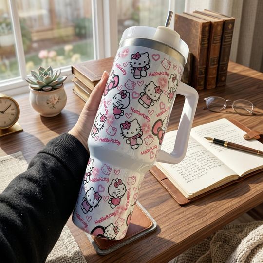 Discover Hello Kitty Tumbler 40Oz, Hello Kitty Tumbler, Hello Kitty Tumbler, Cartoon Coffee Tumbler, Disney Insulated Cup