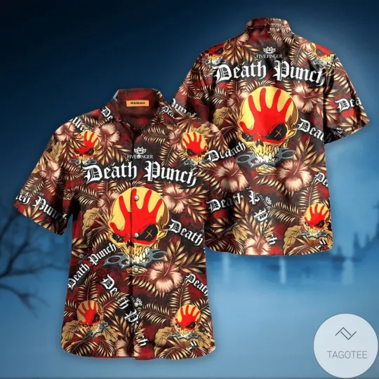 Discover Five Finger Death Punch Music Band Skull Men Aloha Hawaiian Shirt Beach Gift
