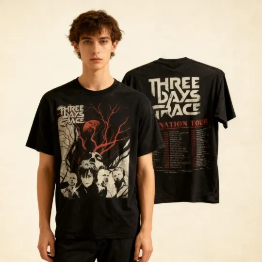 Discover 2 Sided Three Days Grace Alienation Tour 2026 North America Cities Dates T-Shirt