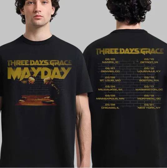Discover New Apparel Three Days Grace Alienation 2026 Tour Merch Two Sided T-Shirt