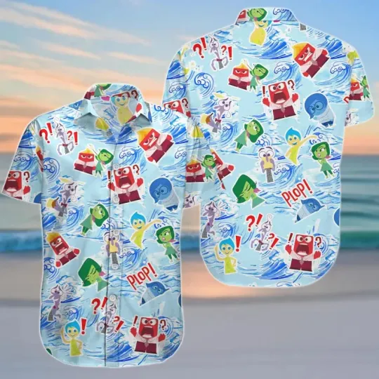 Discover Disney Inside Out Emotions Sadness Blue Waves Summer Aloha Hawaiian Shirt
