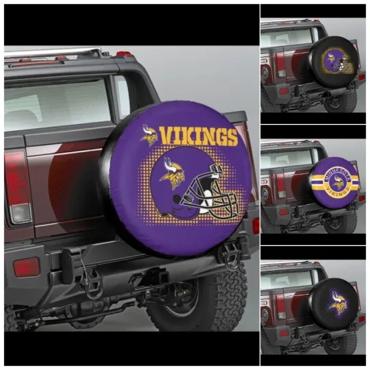 Minnesota Vikings Auto Car Tire Cover Waterproof Spare Tire Cover 14 In-17 In