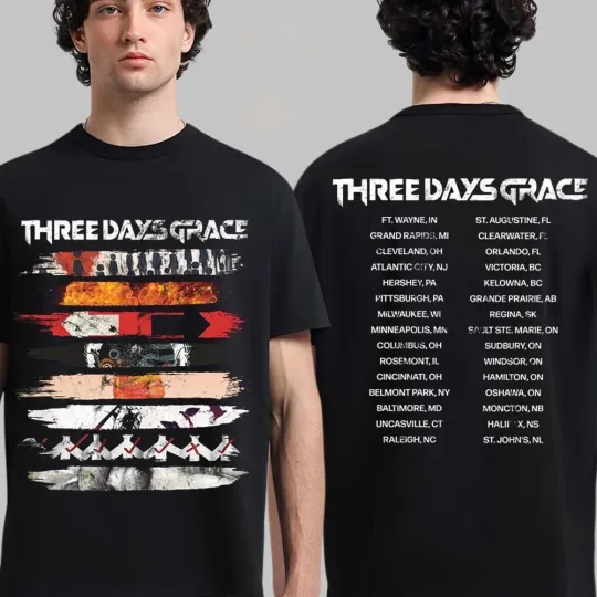Discover Three Days Grace Alienation 2026 Tour North America Merch Album Stripe T-Shirt