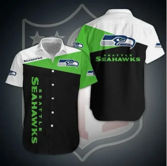 Discover Seattle Seahawks Bold Colorblock Hawaiian, Gift For Fans, Gift For Friends