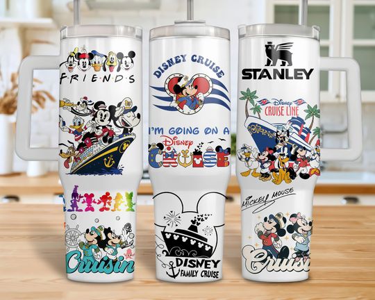 Discover Disney Vacation Family Trip 40oz Tumbler with Handle, Mouse and Friend Cruise Design, Perfect Gift for Him or Her