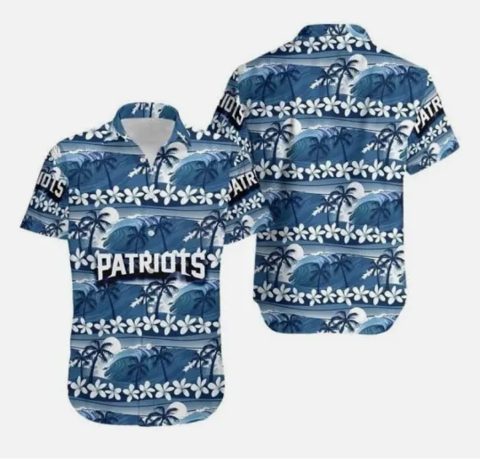 Discover New England Patriots Sunset Palms Hawaiian, Gift For Fans, Gift For Friends