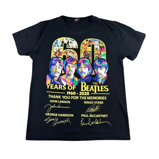 Discover The Beatles T Shirt Men S Black 60 Years 1960-2020 Thank You