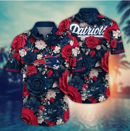 Discover New England Patriots Sunset Wave Hawaiian, Gift For Fans, Gift For Friends
