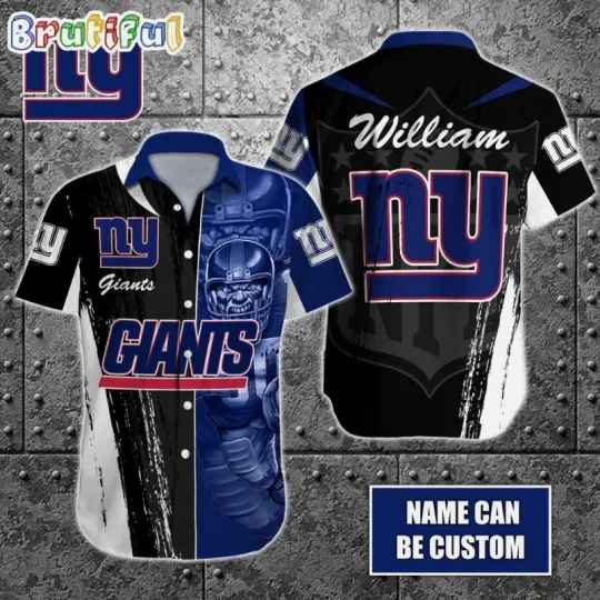 Discover Personalized football New York Giants Hawaiian Shirt Special Half Tone Mascot