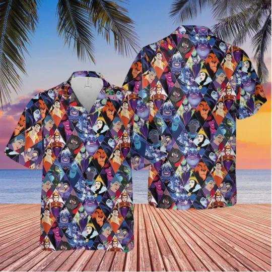 Discover Disney Villains Hawaiian Shirt Disney Cruise Button Down Vacation Shirts