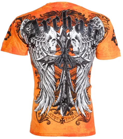 Discover ARCHAIC AFFLICTION Men's T-Shirt LUSTROUS Wings Skull Biker S-5XL $40