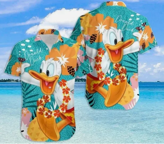 Discover Disney Donald Duck Hawaiian Shirt Disney Cruise Button Down Vacation Shirt