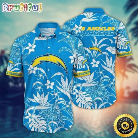 Discover Los Angeles Chargers Hawaiian Shirt Flower Vacation Mood Shirt