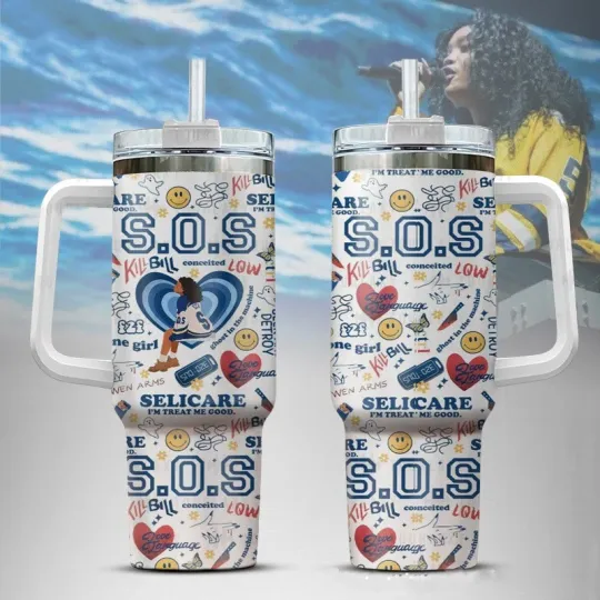 40 oz SZA SOS Tour Tumbler with Handle for Fans