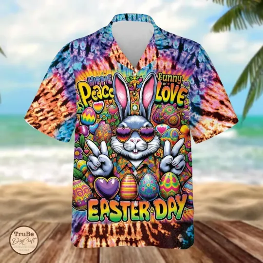 Discover Hippie Bunny Peace Love 3D Hawaiian Shirt