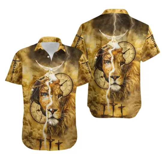 Discover Easter Day Christian Jesus Lion 3D Hawaiian Shirt Aloha
