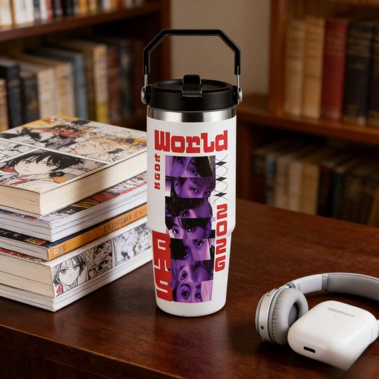 BTS Purple Eye Collage 30oz Tumbler, Kpop Vacuum Insulated Travel Mug