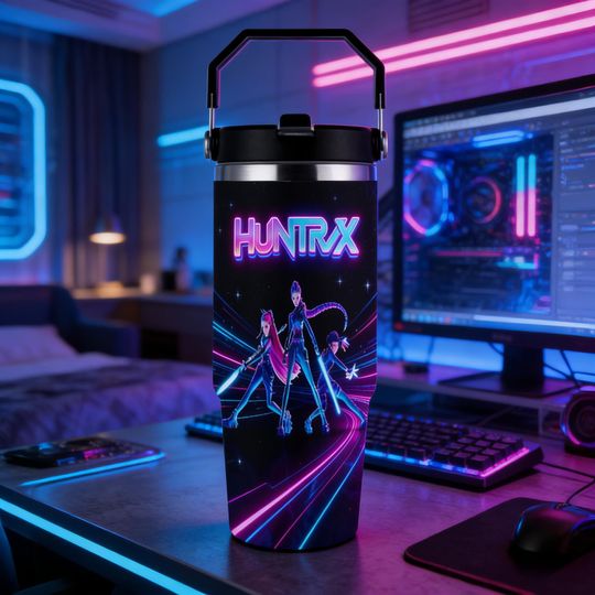 Discover Huntrix Demon Hunters Kpop 30oz Tumbler, Cyber Neon Cyberpunk Insulated Cup