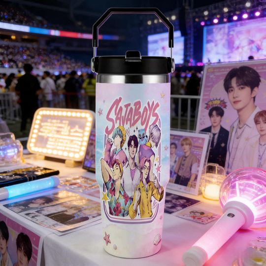 Discover SajaBoys Kpop 30oz Tumbler, Beach Style Stainless Steel Travel Cup - Gift for Stans