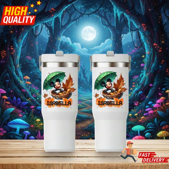 Discover Personalized Mickey Mouse 30 ozTumbler, Custom with Name, Fall Leaves Themed Disney Fan Gift