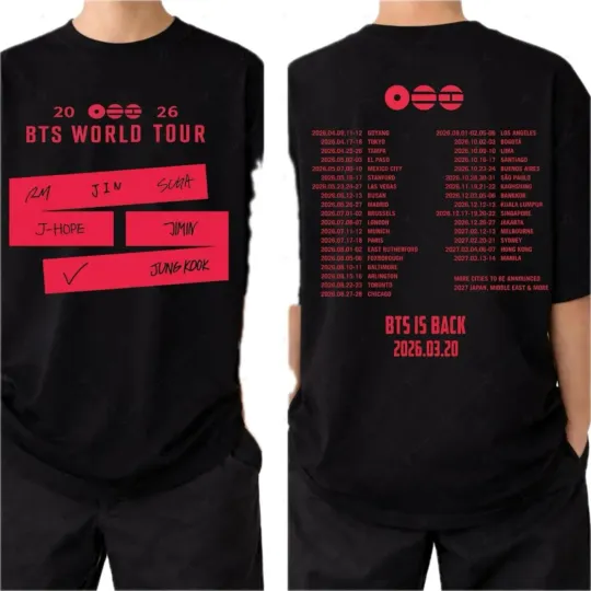 Discover BTS Tour 2026 Shirt Kpop Bangtan Comeback Concert Tee Unisex
