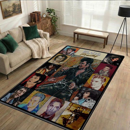 Discover Elvis Presley Rug, Vintage Music Carpet, Elvis Presley Room Decor, Bedroom Rug for Music Lovers