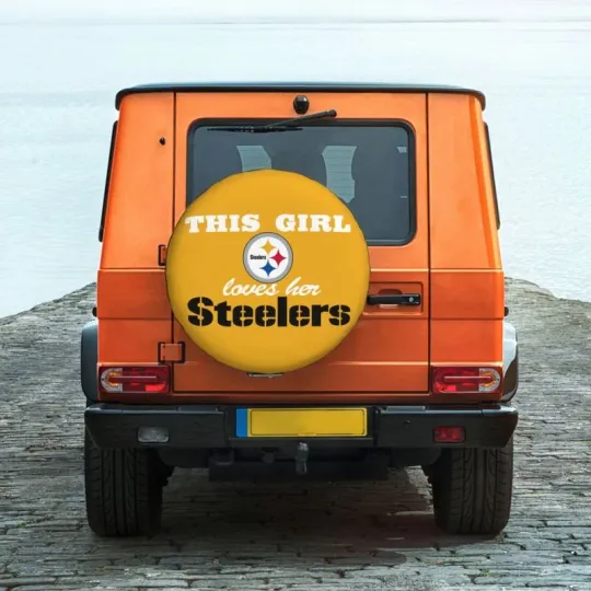 Discover "This Girl Loves Her" Pittsburgh Steeler Spare Tire Cover