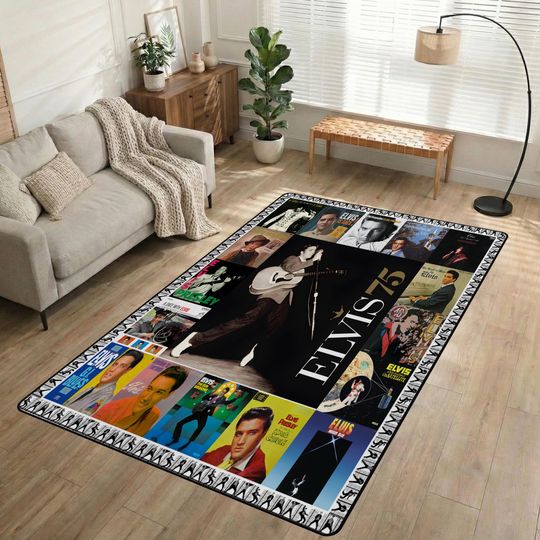 Discover Elvis Presley Rug, Vintage Music Carpet, Elvis Presley Room Decor, Bedroom Rug for Music Lovers